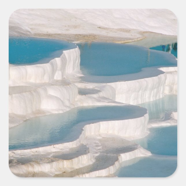 Sticker Carré Turquie, Château de Coton de Pamukkale). (Devant)