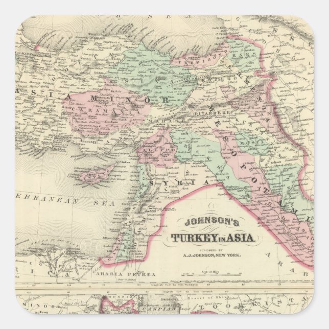 Sticker Carré Turquie en Asie, Perse, Arabie, Belochistan (Devant)