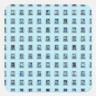 Sticker Carré Turquoise Bleu et Golden Gem Moderne