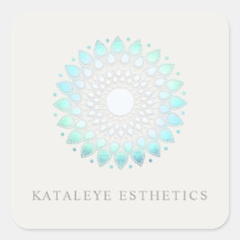 Sticker Carré Turquoise Blue Lotus Mandala Spa et beauté