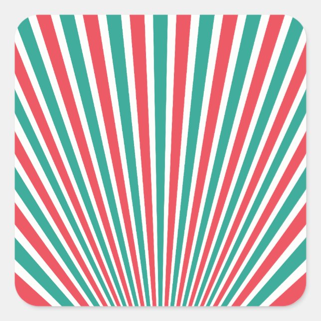 Sticker Carré Turquoise et rouge (Devant)