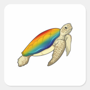 Sticker Carré Turtle Rainbow