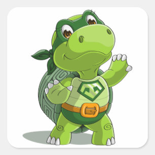 Sticker Carré Turtle super héros