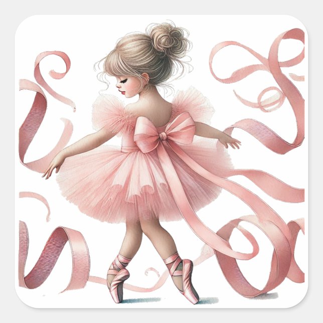 Sticker Carré Tutu Cute | Soirée d'anniversaire Enchanted Baller (Devant)