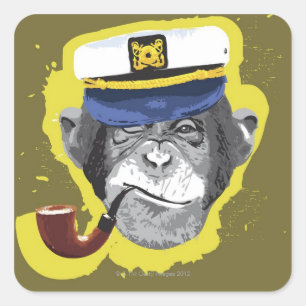 Sticker Carré Tuyau de tabagisme de chimpanzé