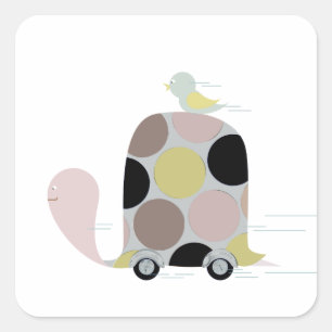 Sticker Carré Tweeter sur une tortue