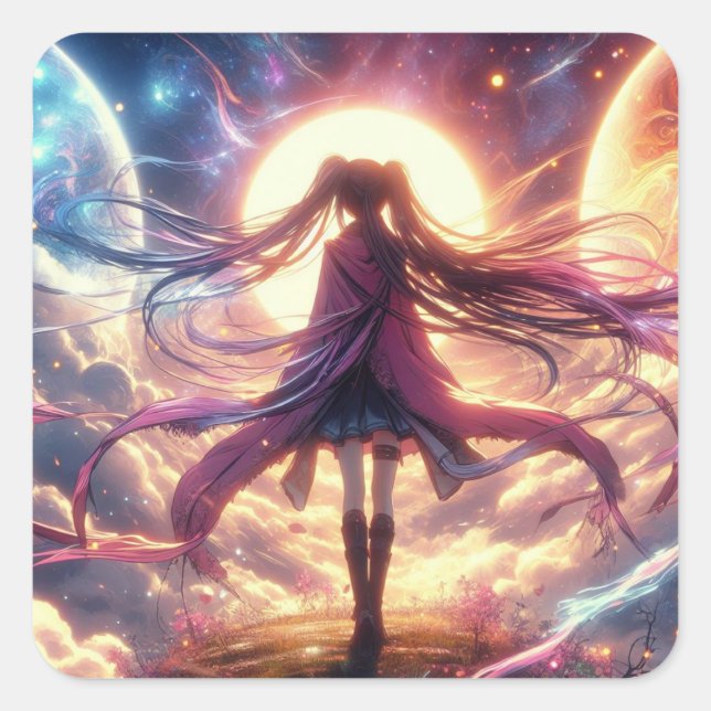 Sticker Carré Twilight galactique : Whispers of the Cosmos (Devant)