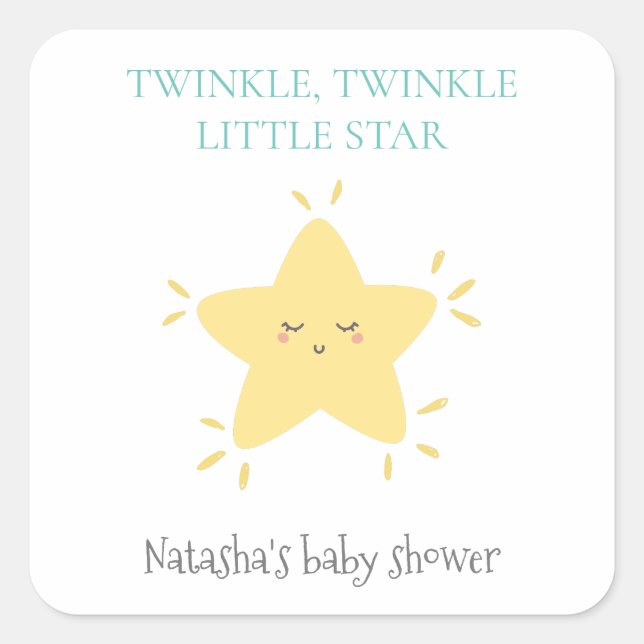 Sticker Carré Twinkle Little Star Cute Nursery Rhyme Baby shower (Devant)