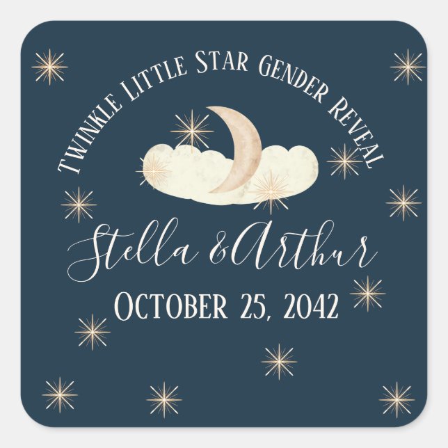 Sticker Carré Twinkle Little Star Genre Reveal-Celestial Party (Devant)