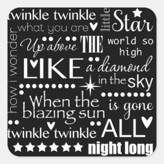 Sticker Carré Twinkle Twinkle Little Start Word Art Design de te