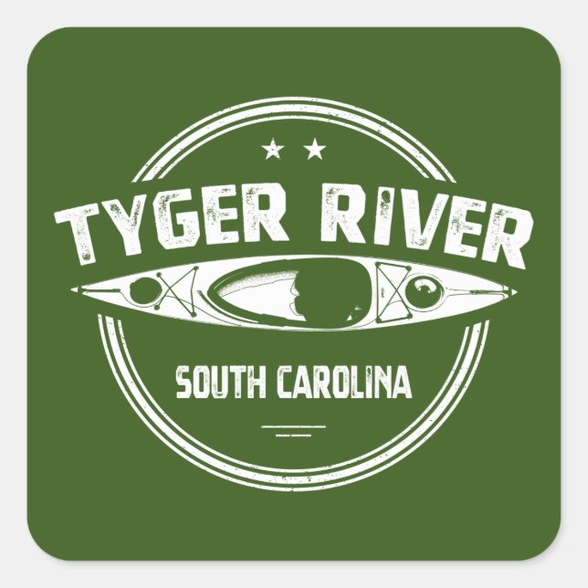 Sticker Carré Tyger River, Caroline du Sud (Devant)