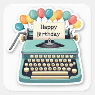 Sticker Carré Typewriter d'anniversaire