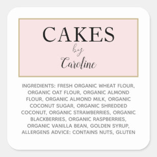Sticker Carré Typographie Chic Nom Pink Business Ingredients