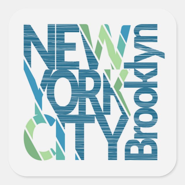 Sticker Carré Typographie de Brooklyn New York (Devant)