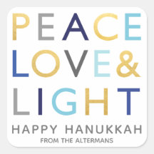 Typographie Love & Light Hanukkah Fête Gold Blue