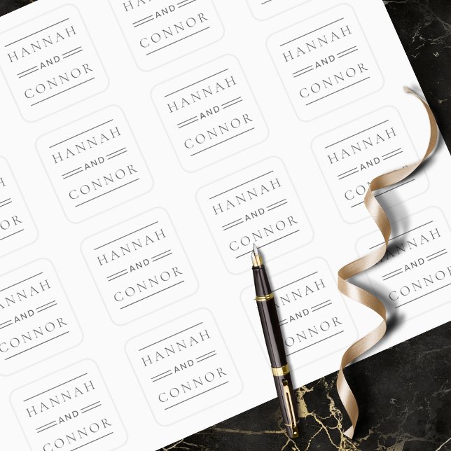 Sticker Carré Typographie moderne chic noir & blanc (Créateur téléchargé)