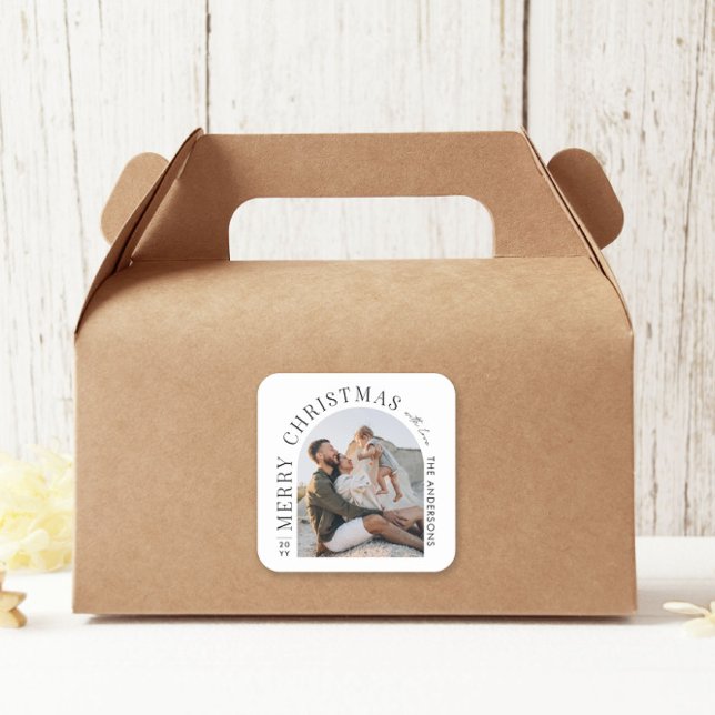 Sticker Carré Typographie moderne photo arche Noël (Créateur téléchargé)