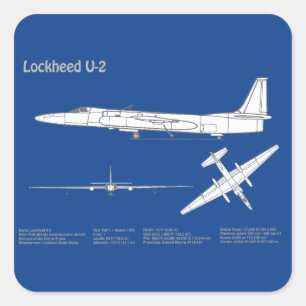 Sticker Carré U-2 Dragon Lady - Plan directeur de l'avion ABD