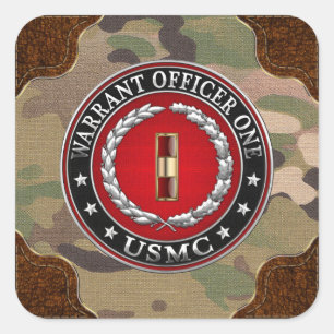 Sticker Carré U.S. Marines : Adjudant un (usmc WO-1) [3D]