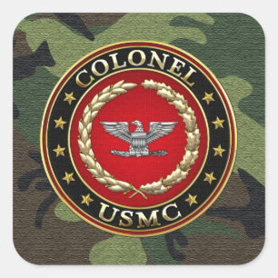 Sticker Carré U.S. Marines : Colonel (Col d'usmc) [3D]