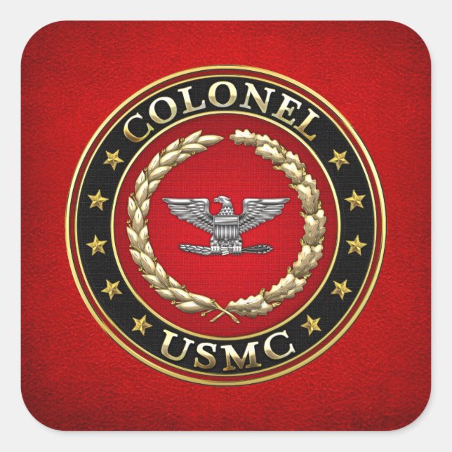 Sticker Carré U.S. Marines : Colonel (Col d'usmc) [3D] (Devant)
