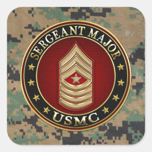 Sticker Carré U.S. Marines : Commandant de sergent (usmc SgtMaj)