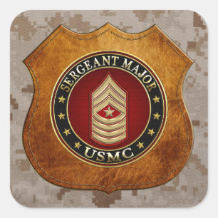 Sticker Carré U.S. Marines : Commandant de sergent (usmc SgtMaj)