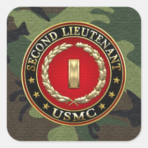 Sticker Carré U.S. Marines : Deuxième lieutenant (usmc 2ndLt)
