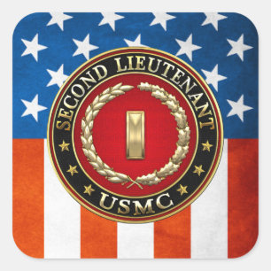 Sticker Carré U.S. Marines : Deuxième lieutenant (usmc 2ndLt)