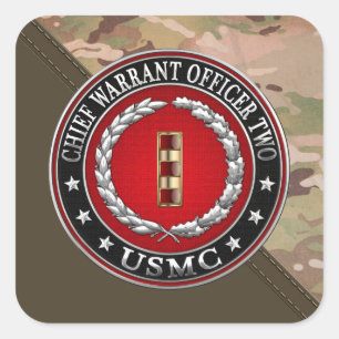 Sticker Carré U.S. Marines : Garantie en chef deux (usmc CWO-2)