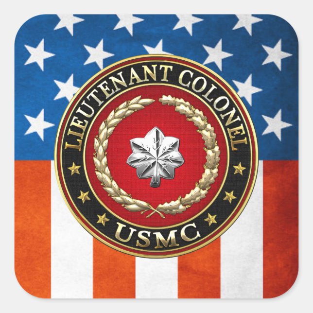 Sticker Carré U.S. Marines : Lieutenant-colonel (usmc LtCol) (Devant)