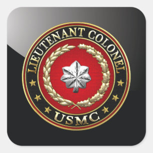 Sticker Carré U.S. Marines : Lieutenant-colonel (USMC LtCol) [3D