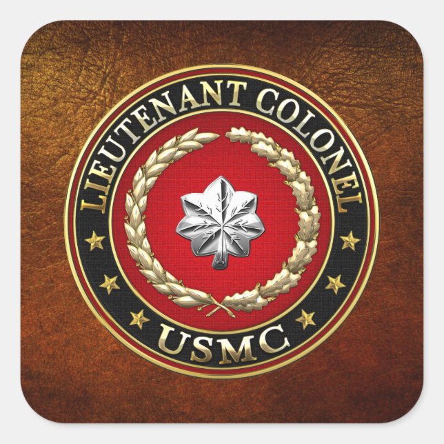Sticker Carré U.S. Marines : Lieutenant-colonel (USMC LtCol) [3D (Devant)
