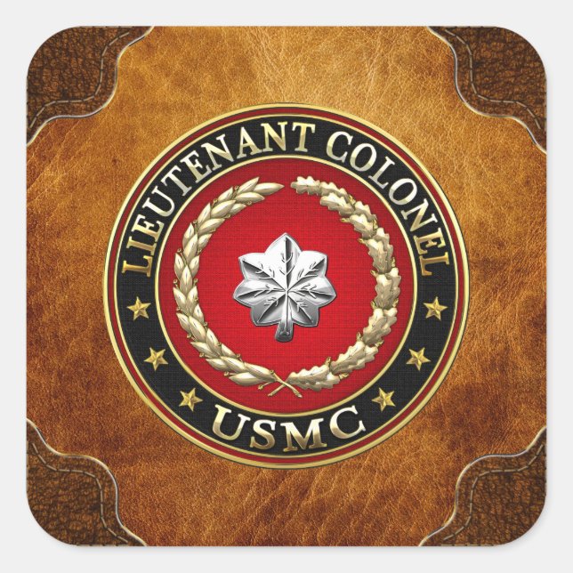 Sticker Carré U.S. Marines : Lieutenant-colonel (USMC LtCol) [3D (Devant)