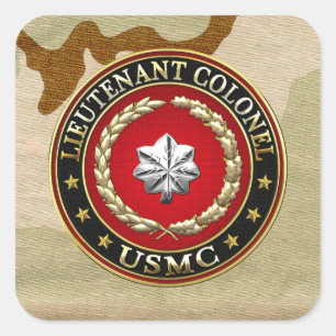 Sticker Carré U.S. Marines : Lieutenant-colonel (USMC LtCol) [3D