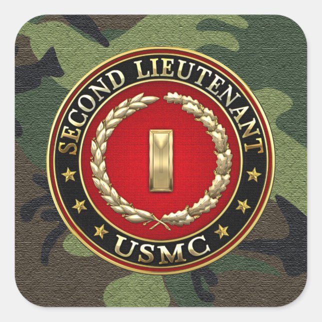 Sticker Carré U.S. Marines: second lieutenant (USMC 2ndLt) [3D] (Devant)
