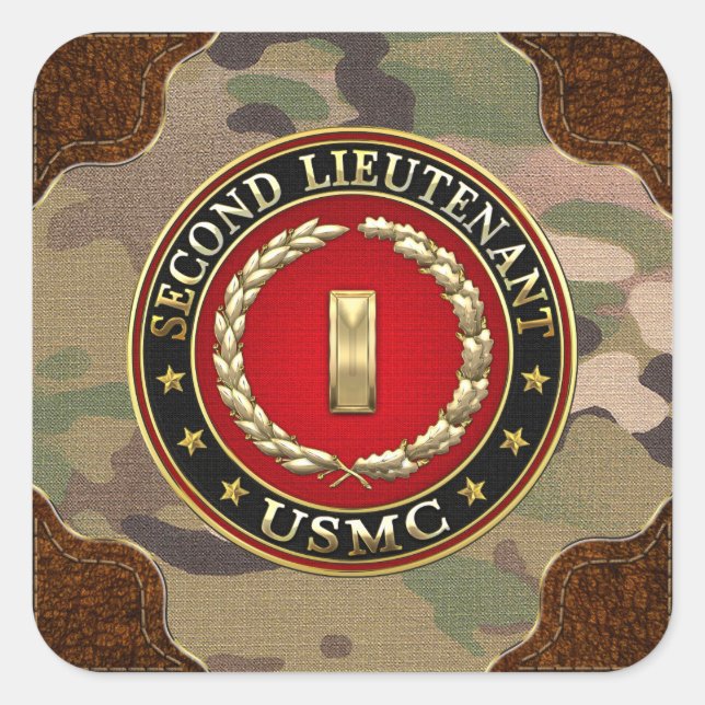 Sticker Carré U.S. Marines: second lieutenant (USMC 2ndLt) [3D] (Devant)
