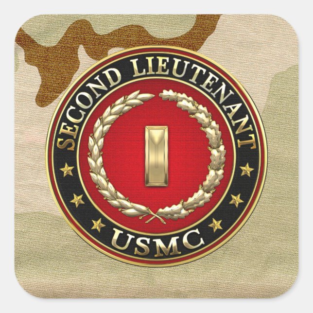 Sticker Carré U.S. Marines: second lieutenant (USMC 2ndLt) [3D] (Devant)