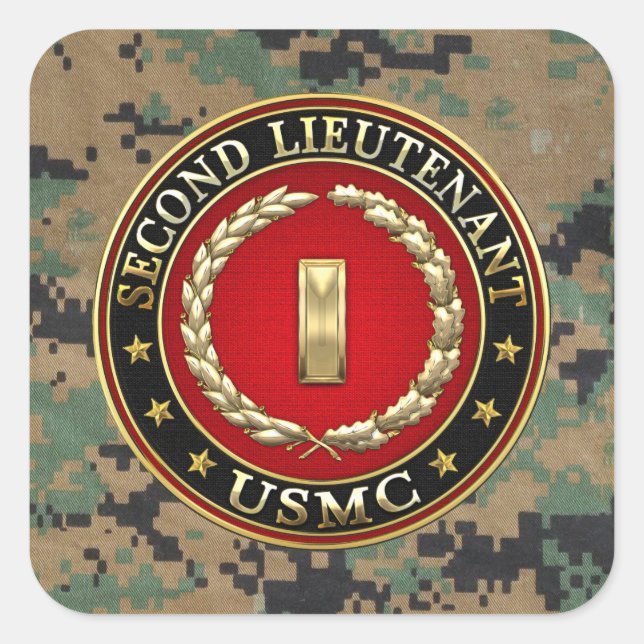 Sticker Carré U.S. Marines: second lieutenant (USMC 2ndLt) [3D] (Devant)