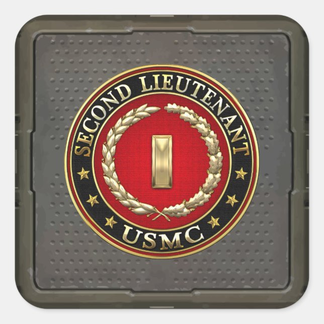 Sticker Carré U.S. Marines: second lieutenant (USMC 2ndLt) [3D] (Devant)