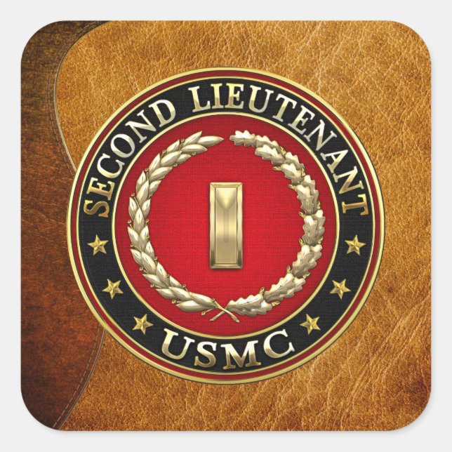 Sticker Carré U.S. Marines: second lieutenant (USMC 2ndLt) [3D] (Devant)