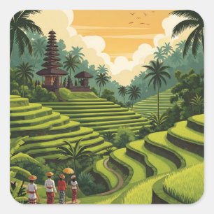 Sticker Carré Ubud Bali Indonésie Voyage