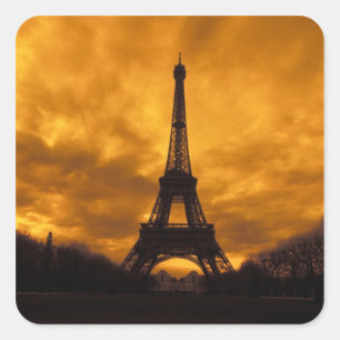 Sticker Carré UE, France, Paris. Tour Eiffel.