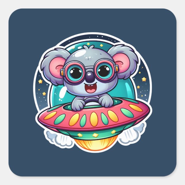 Sticker Carré UFO Happy Koala (Devant)