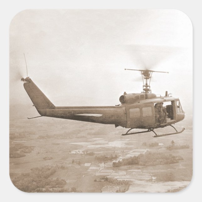 Sticker Carré UH-1 Slick au-dessus de l'autocollant Nam (Devant)