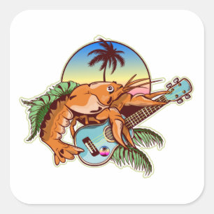 Sticker Carré ukulele de homard