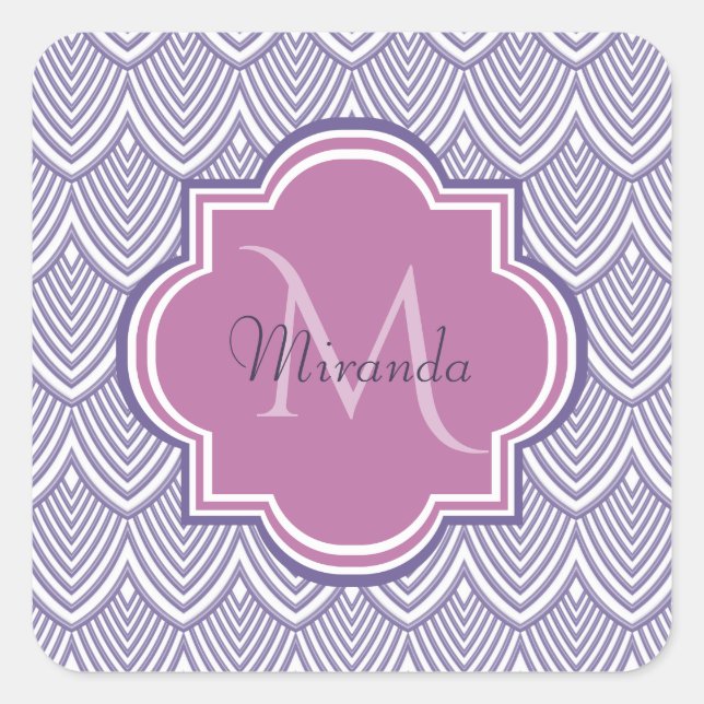 Sticker Carré Ultra Violet Arborescence pétoncles Nom du monogra (Devant)