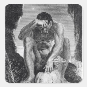 Sticker Carré Ulysse échappant de Polyphemus aux cyclopes
