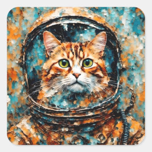 Sticker Carré un adorable astronaute de chat