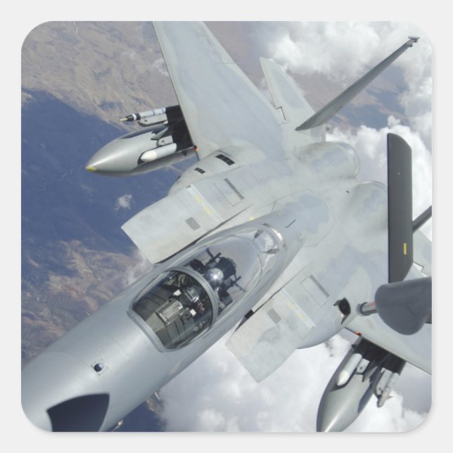 Sticker Carré Un aigle F-15 s'éloigne d'un KC-135 (Devant)